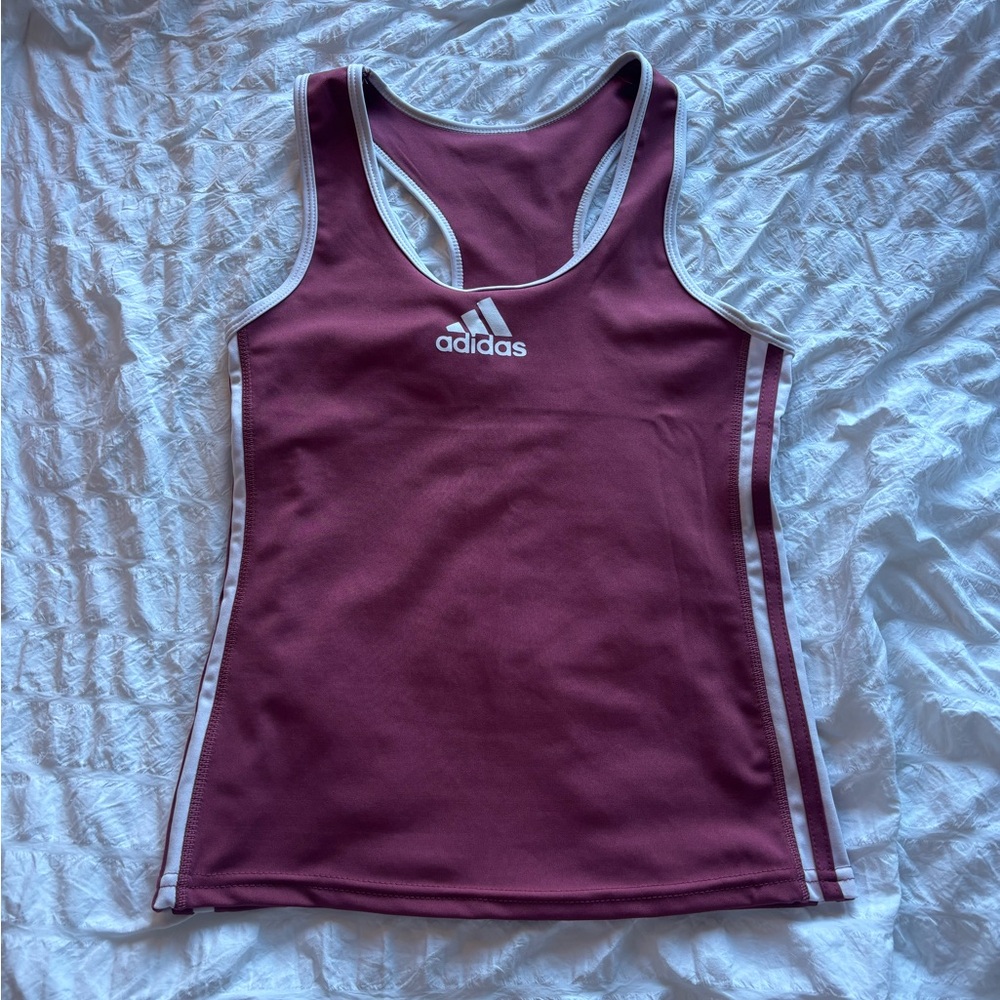 adidas Women's Maroon Racerback Tank with White Trim